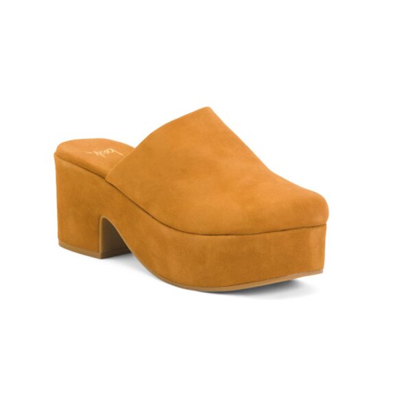 BEEK Other - BEEK Caramel Made In Brazil Suede Petrel Heeled Clogs